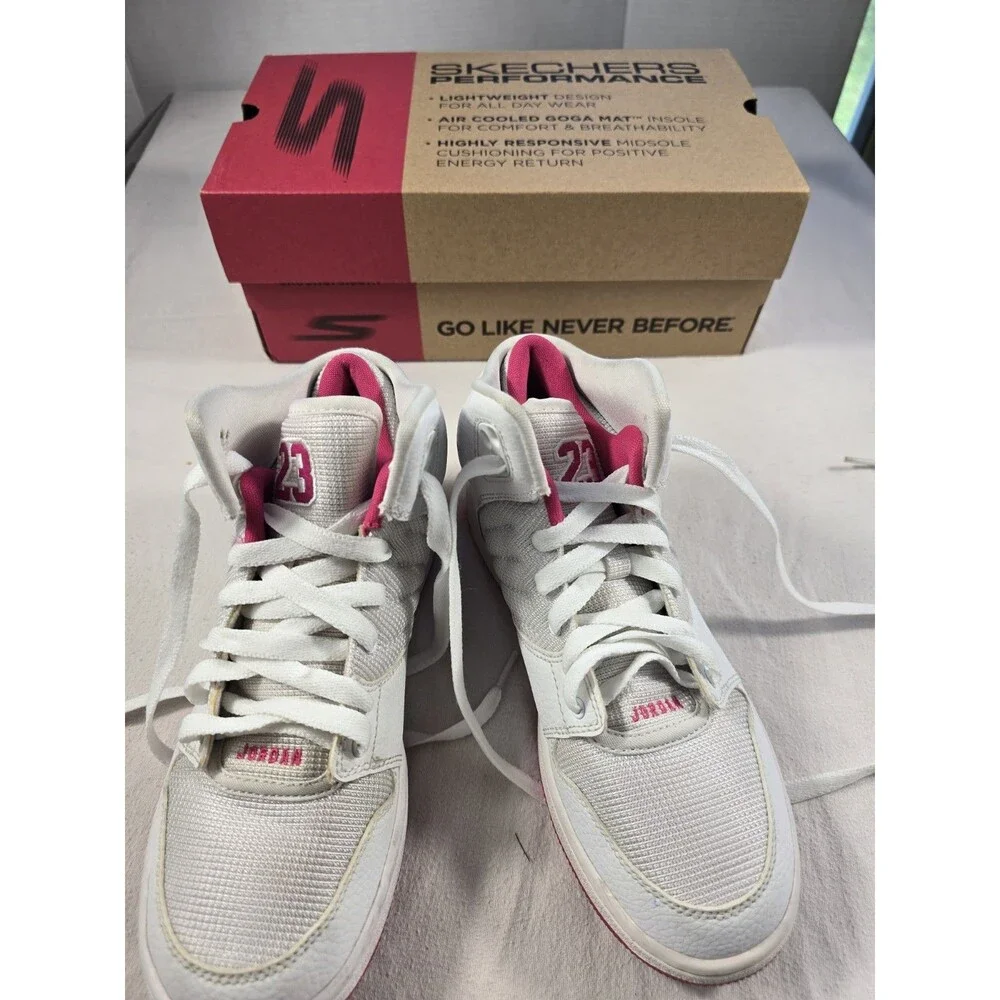 Nike Air Jordan 1 Flight 4 White Pink #23 Sneakers 820183-109 Shoes Sz 4.5y Kids